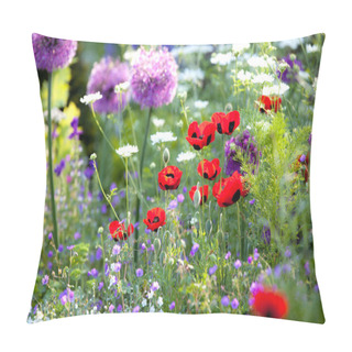 Personality  Wild Flower Garden With Poppies Pillow Covers