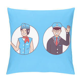 Personality  Pilot Or Steward And Stewardess Icons Pillow Covers