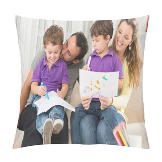 Personality  Parents Drawing With Their Children Pillow Covers