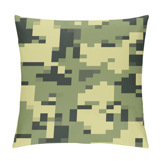 Personality  Green Digi Camo Vector, Seamless Pattern. Multi-scale Modern 8bit Pixel Camouflage In Olive, Green And Jungle Tones. Digicamo Design. Pillow Covers