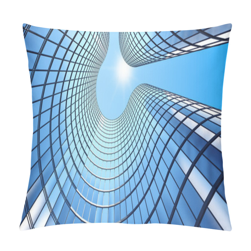 Personality  3d render of morning view to perspective glass building pillow covers