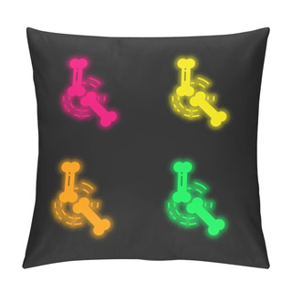 Personality  Bone Four Color Glowing Neon Vector Icon Pillow Covers