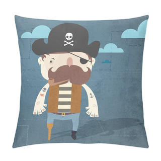 Personality  Vector Grunge Background With Pirate. Pillow Covers