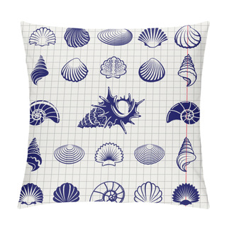 Personality  Sketch Of Sea Shells Pillow Covers