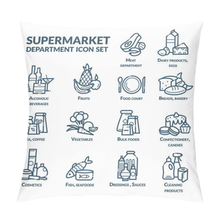 Personality  Supermarket Department Icon Set Pillow Covers
