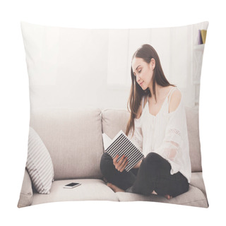 Personality  Young Woman Reading Her Notes Pillow Covers