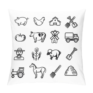 Personality  Stock Vector Farm Pictogram Icon Set Pillow Covers