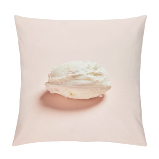 Personality  Top View Of Fresh Tasty Ice Cream Ball On Pink Background Pillow Covers