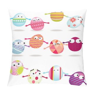 Personality  Easter Egg Cartoon Icon Set Pillow Covers