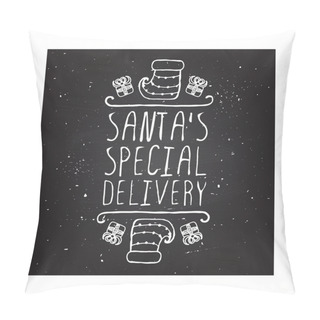 Personality  Christmas Greeting Card With Text On Chalkboard Background Pillow Covers