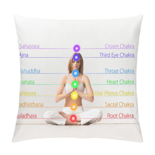 Personality  Young Woman Meditating In A Lotus Position Pillow Covers