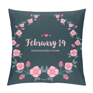 Personality  Invitation Card Template Design For 14 February, With Romantic Leaf And Flower Frame Design. Vector Pillow Covers