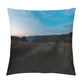 Personality  Sunset In Dark Forest Against Blue Sky With Clouds Pillow Covers