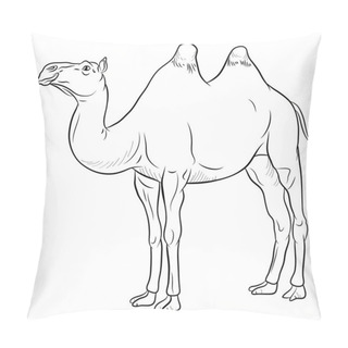 Personality  Coloring Book For Children, Black And White Image Of A Pet, Camel. Pillow Covers