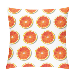 Personality  Flat Lay Red Orange Fruit Slices Pattern On White Background Pillow Covers