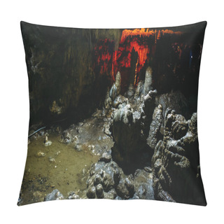 Personality  Stalagmites Inside A Large Underground Cave Pillow Covers