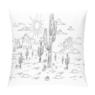 Personality  Desert Ink Drawing Background Pillow Covers