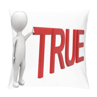 Personality  3d Man Presenting True Text Concept In White Isolated Background - 3d Rendering , Side Angle View Pillow Covers