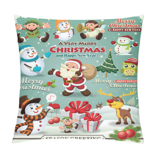 Personality  Vintage Christmas Poster Design Christmas Design Element Pillow Covers