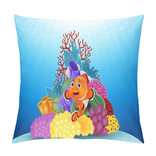 Personality  Happy Clown Fish And Beautiful Underwater World With Corals Pillow Covers