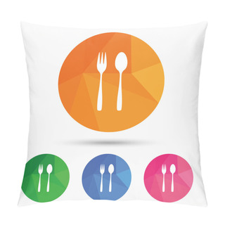 Personality  Eat Sign Icon. Dessert Fork And Teaspoon. Pillow Covers