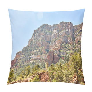 Personality  Sunny Day At Devils Bridge, Sedona: Majestic Mountain Landscape With Rugged Red Rock Formations And Vivid Green Vegetation, Arizona 2016 Pillow Covers