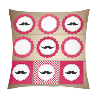 Personality  Vector Retro Mustache Vintage Fancy Labels Pillow Covers