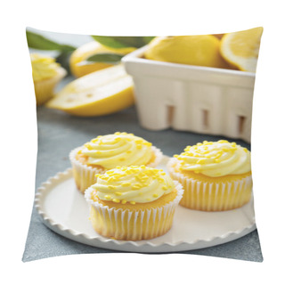 Personality  Lemon Cupcakes With Bright Yellow Frosting Pillow Covers