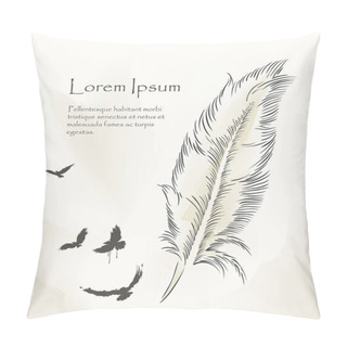 Personality  Writing Old Feather Paint With Flying Birds Pillow Covers
