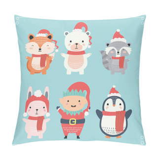 Personality  Cute Animal Wearing Christmas Clothes Characters Pillow Covers