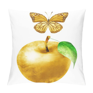 Personality  Watercolor Apple And Butterfly On White Pillow Covers