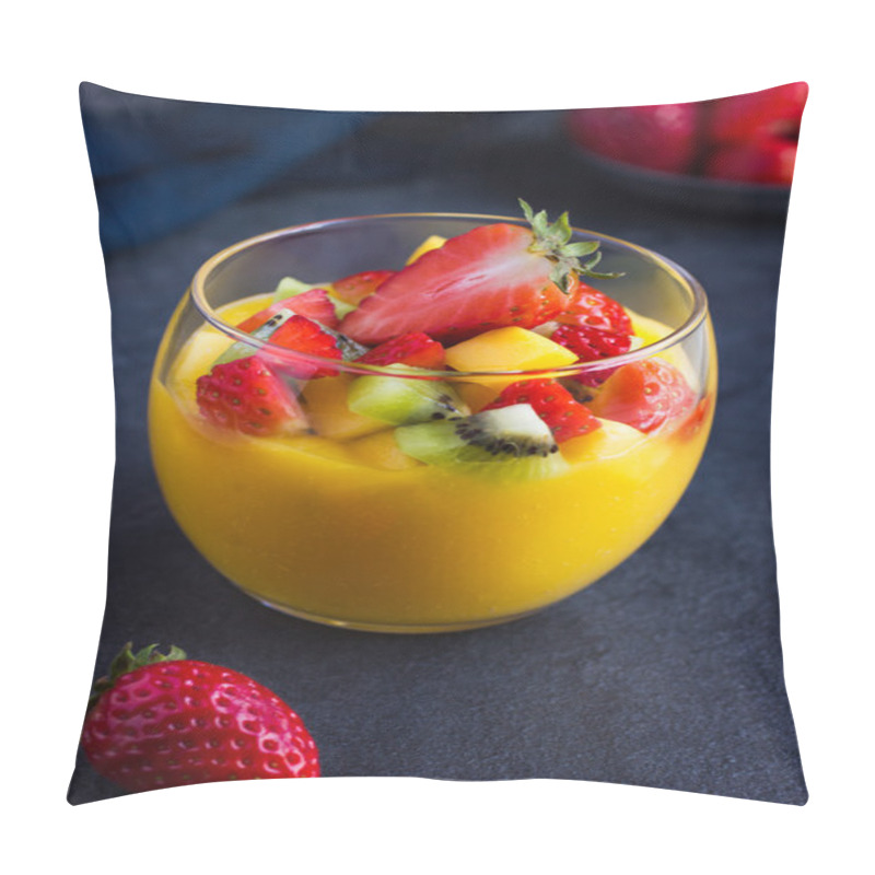 Personality  Mango smoothie with fruits and berries pillow covers