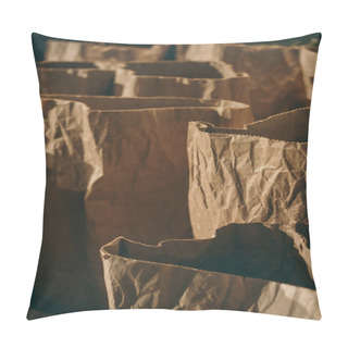 Personality  Selective Focus Of Arranged Paper Bags Pillow Covers