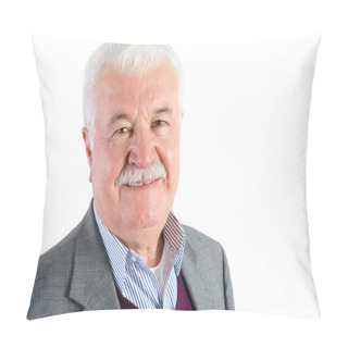 Personality Gray Haired Senior Businessman Isolated On White Pillow Covers