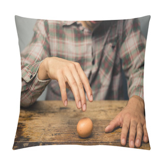 Personality  Man Spinning An Egg On The Table Pillow Covers