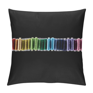 Personality  Top View Of Bright And Colorful Threads Isolated On Black Pillow Covers