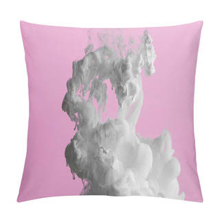 Personality  Close Up View Of White Paint Splash Isolated On Pink Pillow Covers