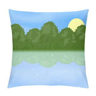 Personality  Forest Lake Over Sun Pillow Covers