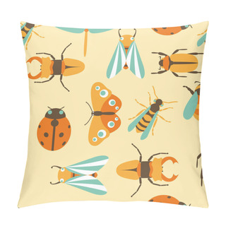 Personality  Vector Illustration Of Insects Icons Collection Pillow Covers