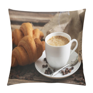 Personality  Delicious Croissants With Cup Of Coffee Pillow Covers