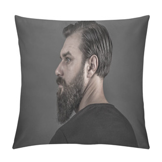 Personality  Studio Shot Of A Handsome Stylish Man With Beard And Mustache Pillow Covers