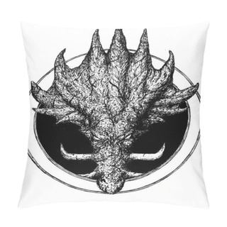 Personality  Dragon Head On A Black Background In A Circle Pillow Covers