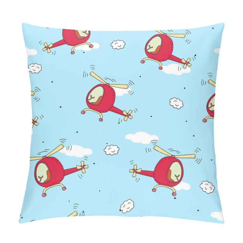 Personality  Cute seamless pattern with helicopter cartoon hand drawn vector illustration pillow covers