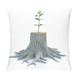 Personality  Young Tree Seedling Grow From Old Stump Pillow Covers