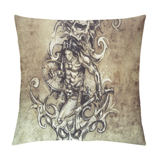 Personality  Sketch Of Tattoo Art Pillow Covers