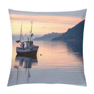 Personality  Fishing Boat At Sundown In The Fjord Pillow Covers