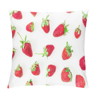 Personality  Strawberries  On White Background. Pillow Covers
