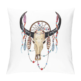 Personality  Bull Skull & Feathers. Pillow Covers