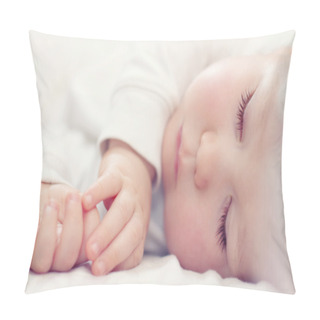 Personality  Close-up Portrait Of A Beautiful Sleeping Baby On White Pillow Covers