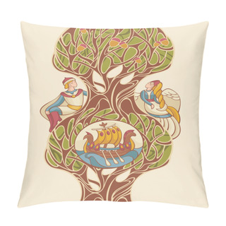 Personality  Abstract Vector Illustration Composition With Fairytale Characters Pillow Covers